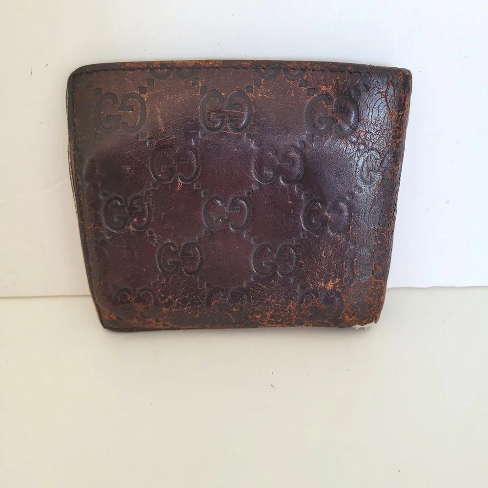 Gucci Guccissima Bifold Wallet Brown Leather GG Monogram 146223 2118 Mens